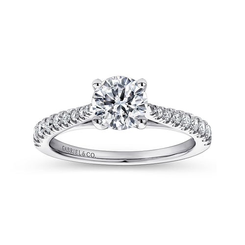 14K White Gold Round Diamond Engagement Ring