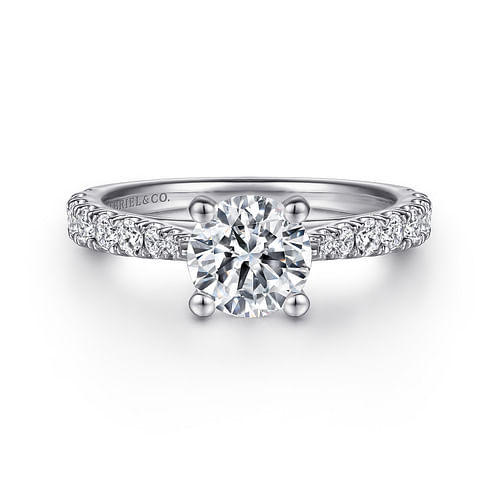 14K White Gold Round Diamond Engagement Ring