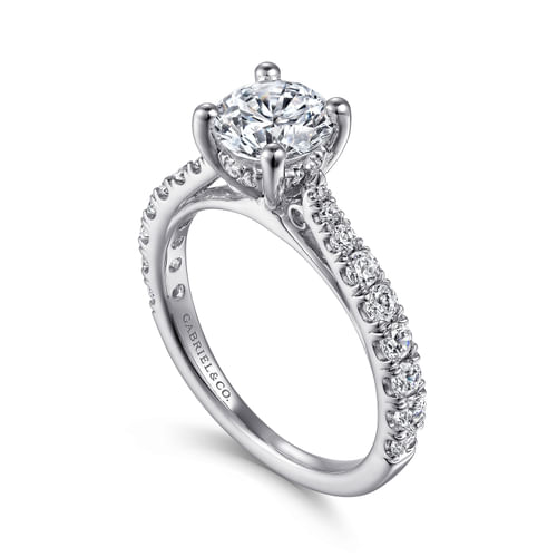 14K White Gold Round Diamond Engagement Ring