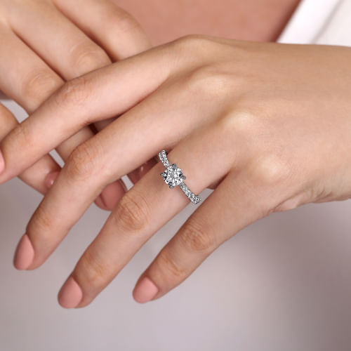 14K White Gold Round Diamond Engagement Ring