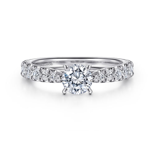 14K White Gold Round Diamond Engagement Ring