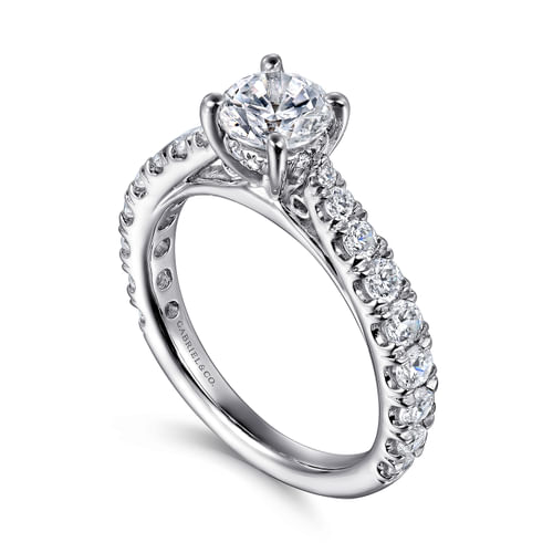 14K White Gold Round Diamond Engagement Ring