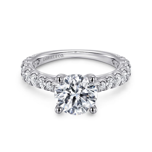 14K White Gold Round Diamond Engagement Ring