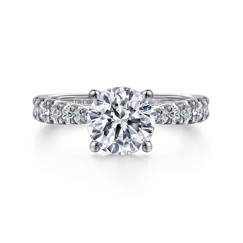 14K White Gold Round Diamond Engagement Ring