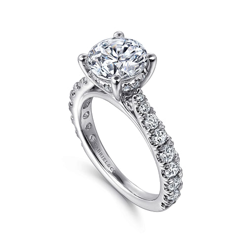 14K White Gold Round Diamond Engagement Ring