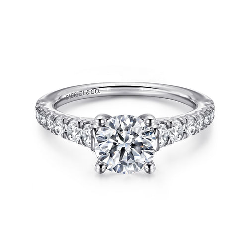 14K White Gold Round Diamond Engagement Ring