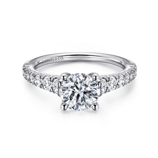 Gabriel - 14K White Gold Round Diamond Engagement Ring