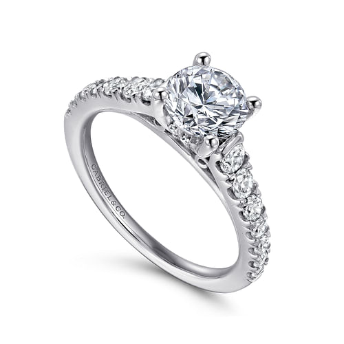 14K White Gold Round Diamond Engagement Ring