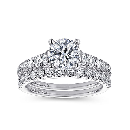 14K White Gold Round Diamond Engagement Ring