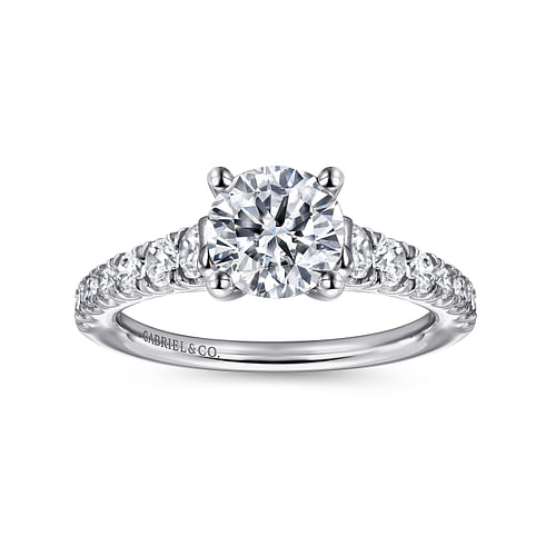 14K White Gold Round Diamond Engagement Ring