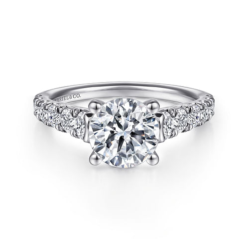 14K White Gold Round Diamond Engagement Ring