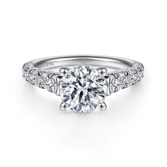 Gabriel - 14K White Gold Round Diamond Engagement Ring