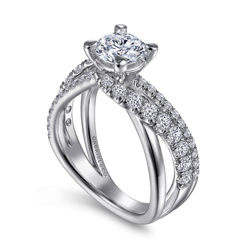 14K White Gold Round Diamond Engagement Ring