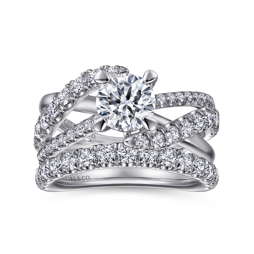 14K White Gold Round Diamond Engagement Ring