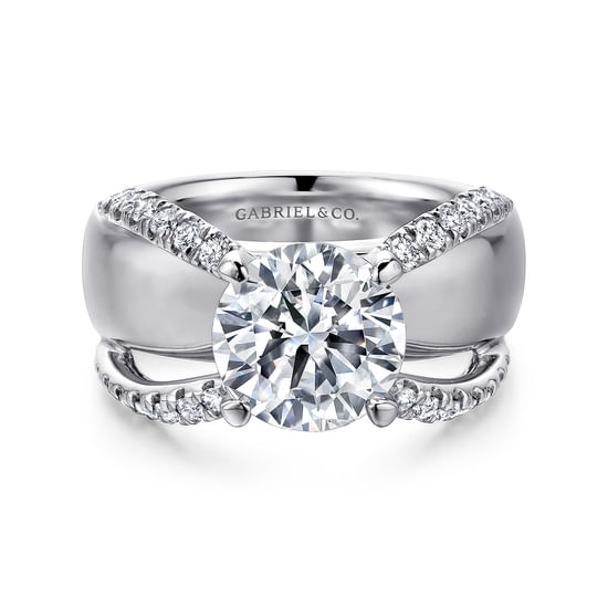 Gabriel - 14K White Gold Round Diamond Engagement Ring