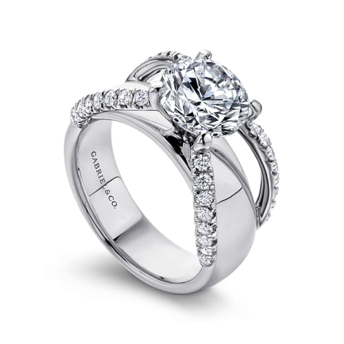 14K White Gold Round Diamond Engagement Ring
