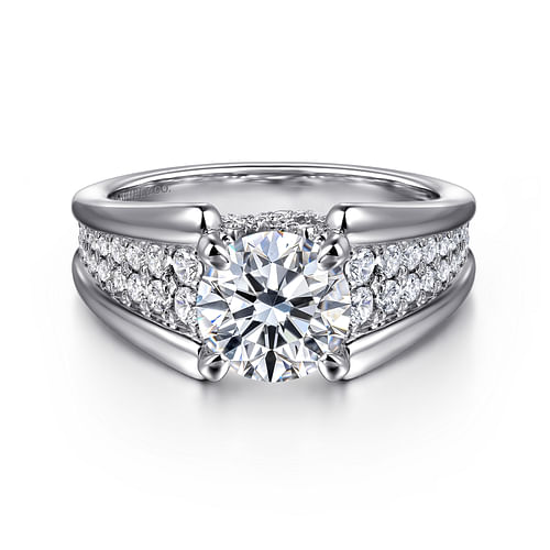 14K White Gold Round Diamond Engagement Ring