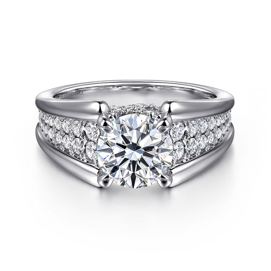 Gabriel - 14K White Gold Round Diamond Engagement Ring