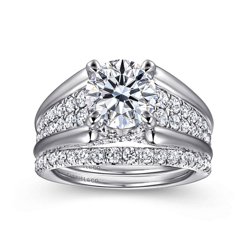 14K White Gold Round Diamond Engagement Ring