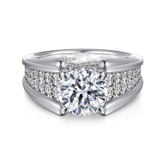 Gabriel - 14K White Gold Round Diamond Engagement Ring