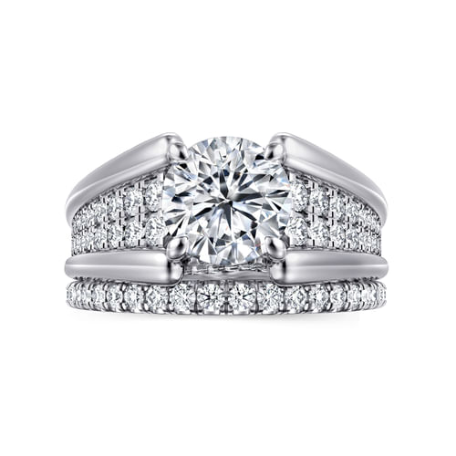 14K White Gold Round Diamond Engagement Ring