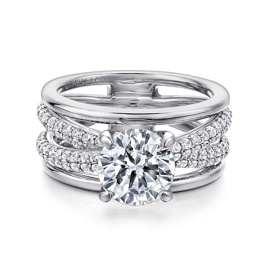 Gabriel - 14K White Gold Round Diamond Engagement Ring