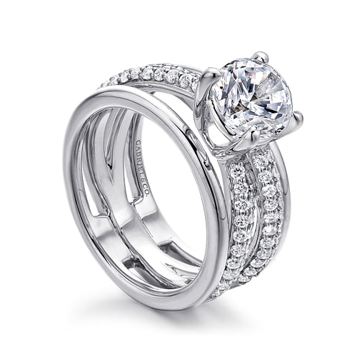 14K White Gold Round Diamond Engagement Ring