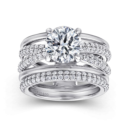 14K White Gold Round Diamond Engagement Ring