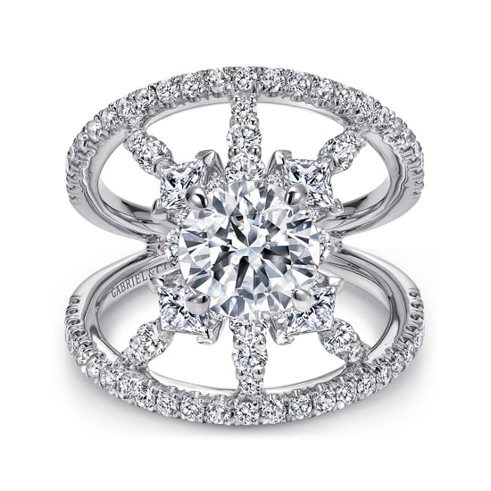 Gabriel - 14K White Gold Round Diamond Engagement Ring
