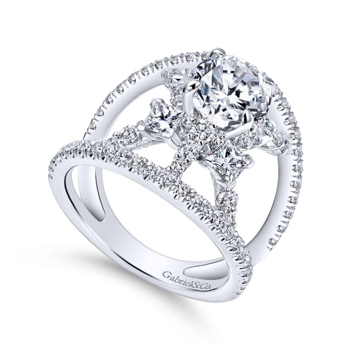 14K White Gold Round Diamond Engagement Ring