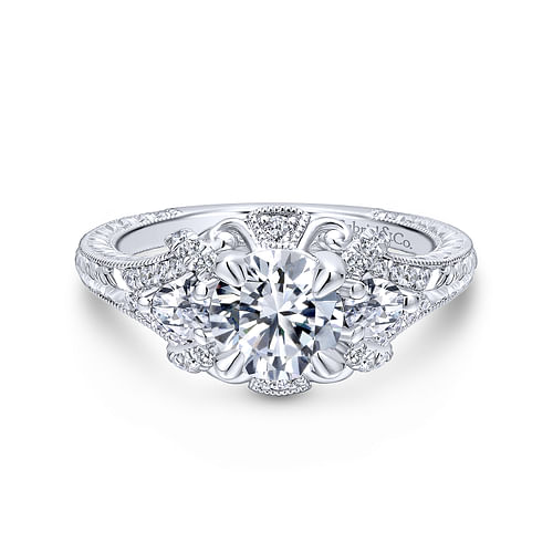 14K White Gold Round Diamond Engagement Ring