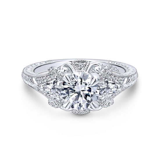 Gabriel - 14K White Gold Round Diamond Engagement Ring