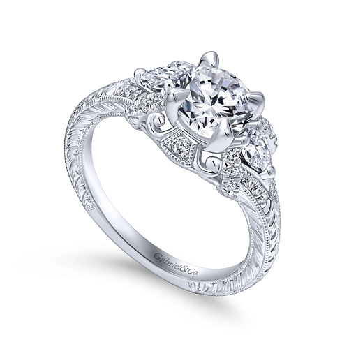 14K White Gold Round Diamond Engagement Ring