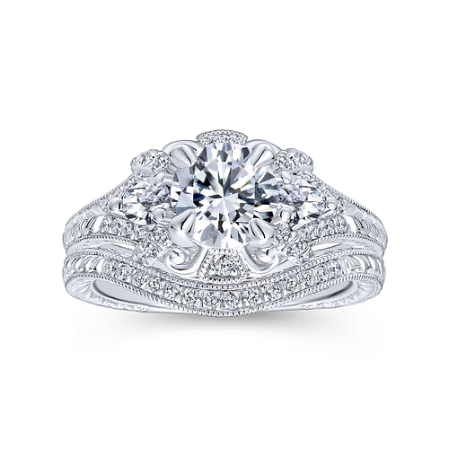 14K White Gold Round Diamond Engagement Ring