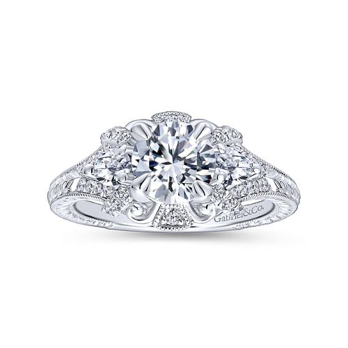 14K White Gold Round Diamond Engagement Ring