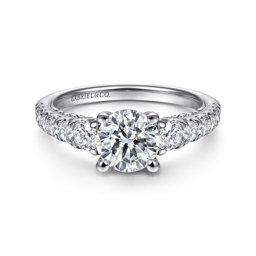 14K White Gold Round Diamond Engagement Ring