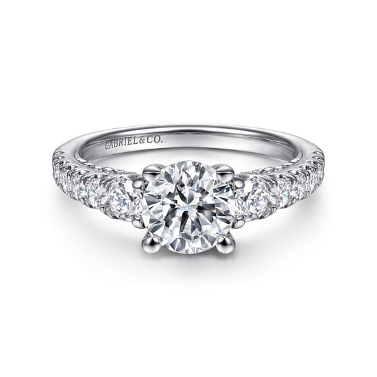Gabriel - 14K White Gold Round Diamond Engagement Ring