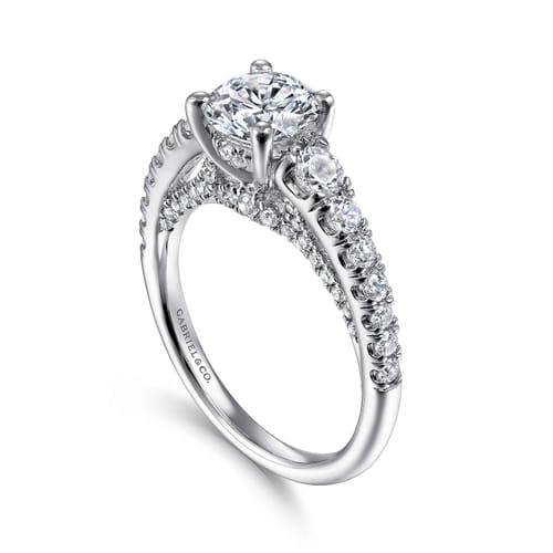 14K White Gold Round Diamond Engagement Ring