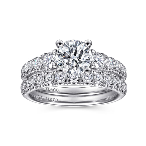 14K White Gold Round Diamond Engagement Ring