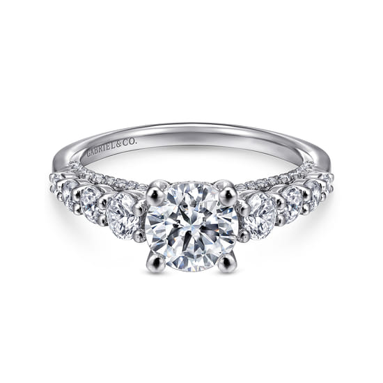 Gabriel - 14K White Gold Round Diamond Engagement Ring
