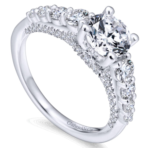 14K White Gold Round Diamond Engagement Ring
