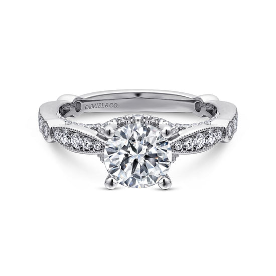 Gabriel - 14K White Gold Round Diamond Engagement Ring