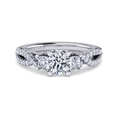 14K White Gold Round Diamond Engagement Ring