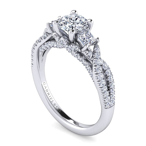 14K White Gold Round Diamond Engagement Ring