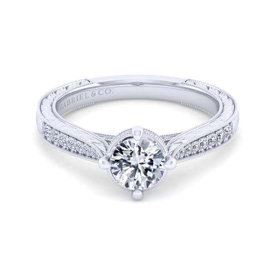 Gabriel - 14K White Gold Round Diamond Engagement Ring