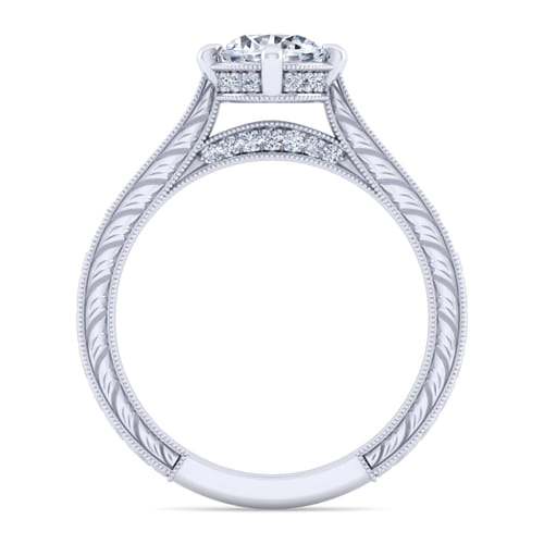 14K White Gold Round Diamond Engagement Ring