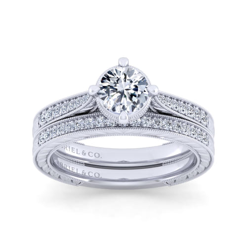 14K White Gold Round Diamond Engagement Ring
