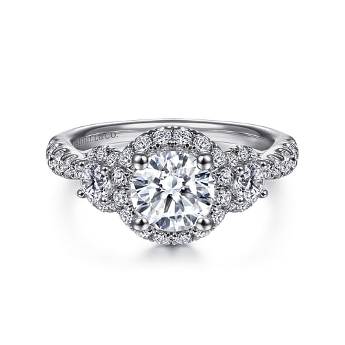 14K White Gold Round Diamond Engagement Ring