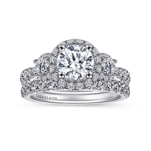 14K White Gold Round Diamond Engagement Ring