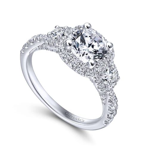 14K White Gold Round Diamond Engagement Ring